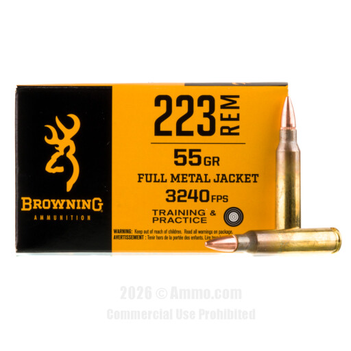 Browning 223 Ammo - 20 Rounds of 55 Grain FMJ Ammunition