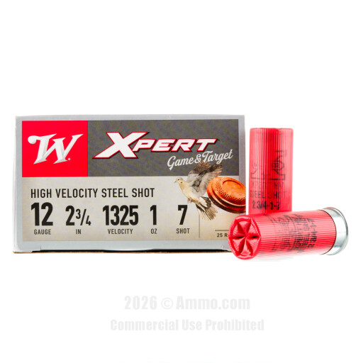 Winchester 12 ga Ammo - 25 Rounds of 1 oz. #7 Shot (Steel) Ammunition