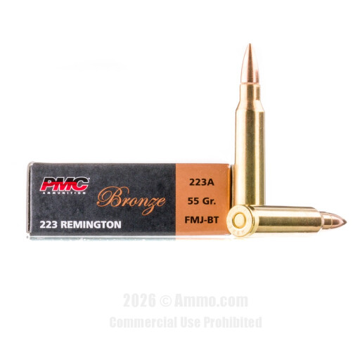 PMC 223 Ammo - 20 Rounds of 55 Grain FMJ-BT Ammunition