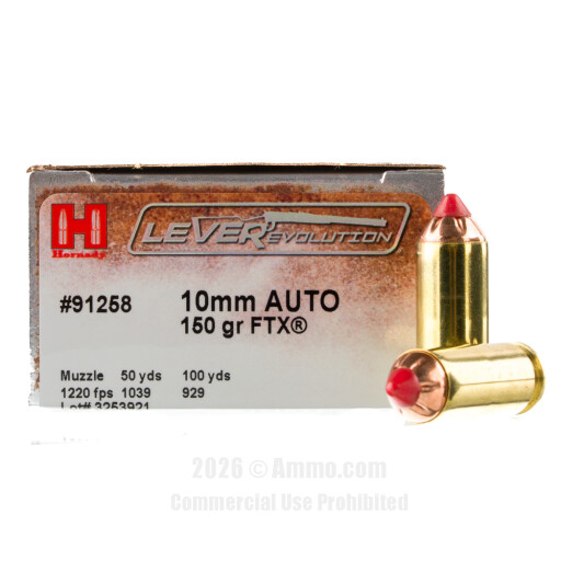 Hornady LEVERevolution 10mm Ammo - 20 Rounds of 150 Grain FTX...