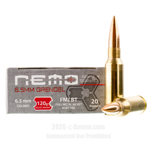 Nemo Arms 6.5 Grendel Ammo - 20 Rounds of 120 Grain FMJBT Ammunition