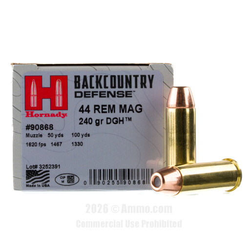 Hornady Backcountry Defense 44 Magnum Ammo - 20 Rounds of 240...