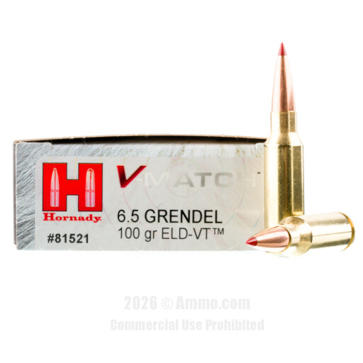 Hornady V-Match 6.5 Grendel Ammo - 20 Rounds of 100 Grain ELD-VT...