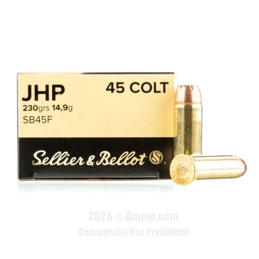 Sellier &amp; Bellot 45 Long Colt Ammo - 50 Rounds of 230 Grain JHP...