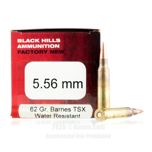 Black Hills Ammunition 5.56x45 Ammo - 500 Rounds of 62 Grain TSX...