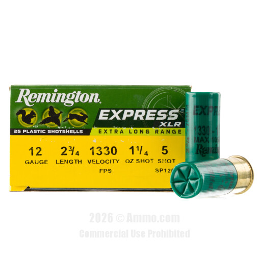 Remington Express XLR 12 Gauge Ammo - 25 Rounds of 1-1/4 oz. #5...