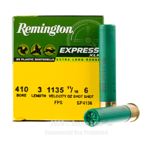 Remington Express XLR 410 Bore Ammo - 25 Rounds of 11/16 oz. #6...