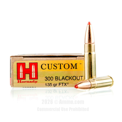 Hornady 300 Blackout Ammo - 20 Rounds of 135 Grain FTX Ammunition