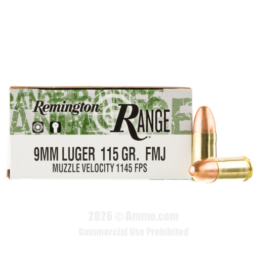 Remington Range 9mm Ammo - 1000 Rounds of 115 Grain FMJ Ammunition