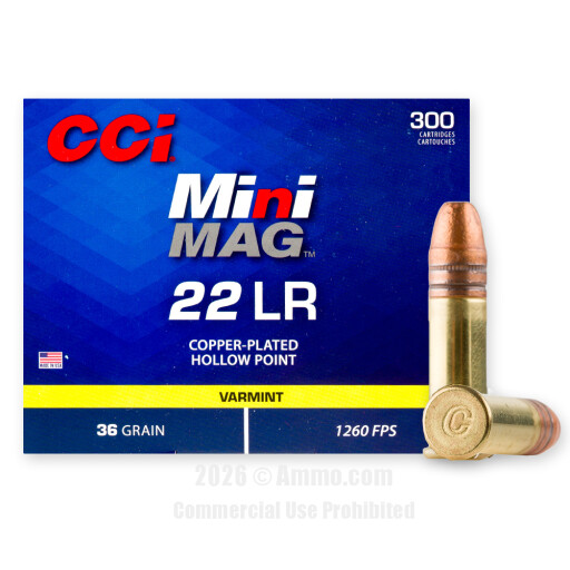 CCI Mini-Mag 22 LR Ammo - 300 Rounds of 36 Grain CPHP Ammunition