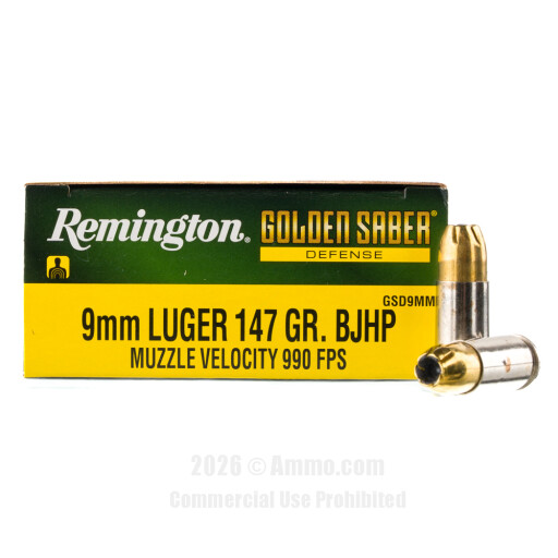 Remington Golden Saber 9mm Ammo - 20 Rounds of 147 Grain BJHP...