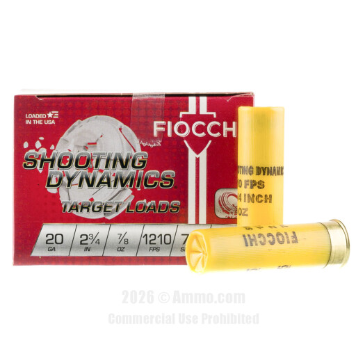 Fiocchi 20 Gauge Ammo - 250 Rounds of 7/8 oz. #7-1/2 Shot Ammunition