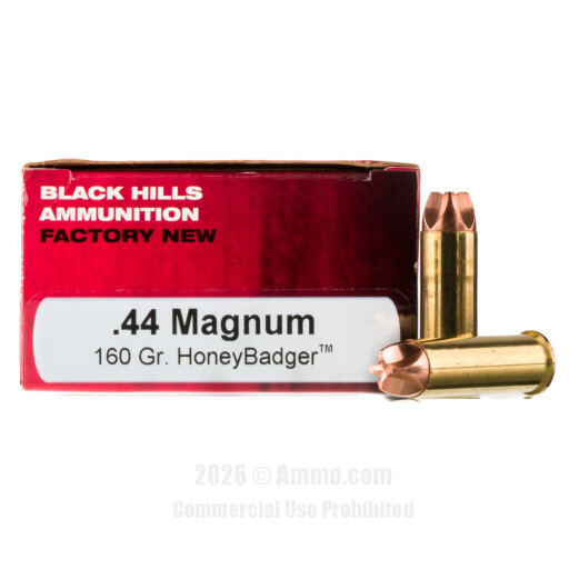 Black Hills 44 Magnum Ammo - 50 Rounds of 160 Grain HoneyBadger...
