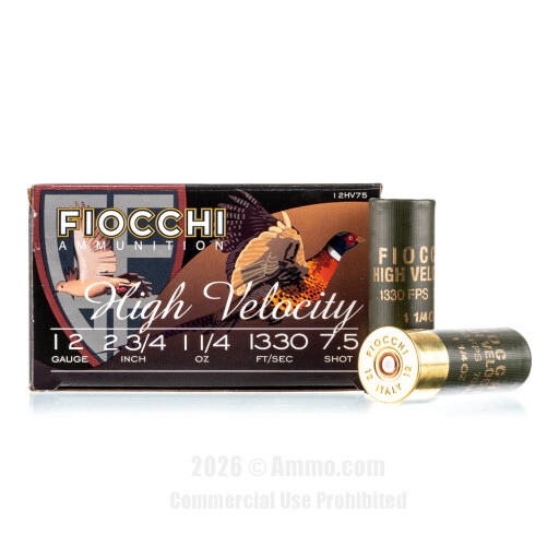 Fiocchi High Velocity 12 Gauge Ammo - 25 Rounds of 2-3/4" 1-1/4...