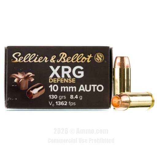 Sellier &amp; Bellot XRG Defense 10mm Ammo - 25 Rounds of 130 Grain...