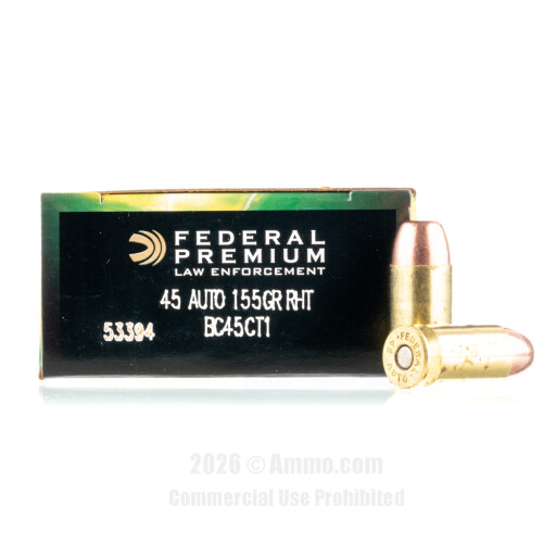 Federal LE BallistiClean 45 ACP Ammo - 50 Rounds of 155 Grain RHT...