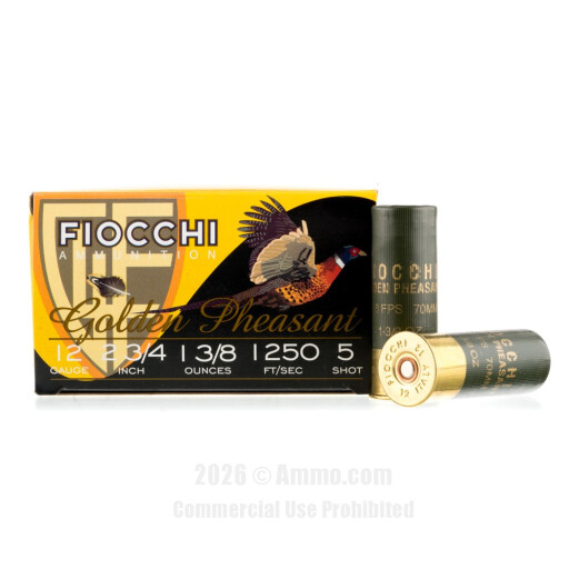 Fiocchi 12 Gauge  Ammo - 250 Rounds of 1-3/8 oz. #5 Nickel Plated...