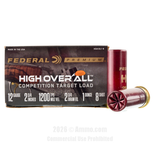 Federal High Over All 12 Gauge Ammo - 25 Rounds of 1 oz. #8 Shot...