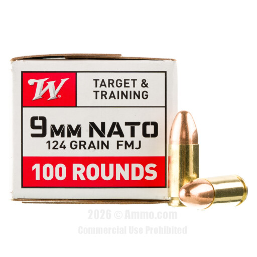 Winchester 9mm NATO Ammo - 1000 Rounds of 124 Grain FMJ Ammunition