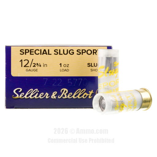 Sellier and Bellot 12 Gauge Ammo - 250 Rounds of 1 oz. Rifled Slug...