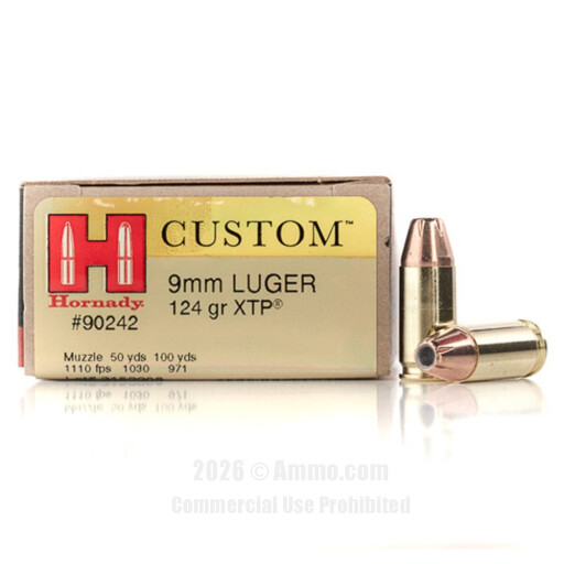 Hornady 9mm Ammo - 250 Rounds of 124 Grain XTP Ammunition