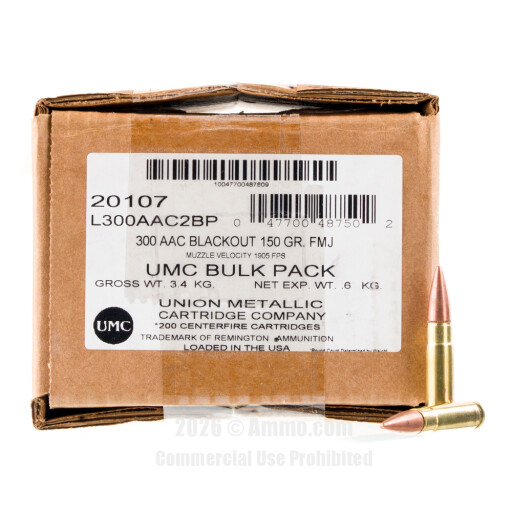 Remington UMC 300 AAC Blackout Ammo - 200 Rounds of 150 Grain FMJ...