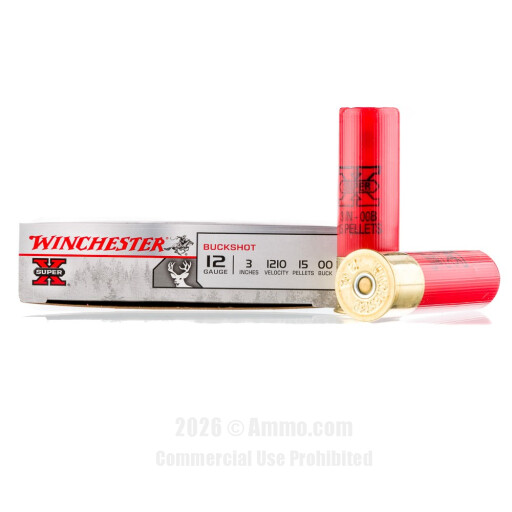 Winchester 12 ga Ammo - 5 Rounds of  00 Buck Ammunition