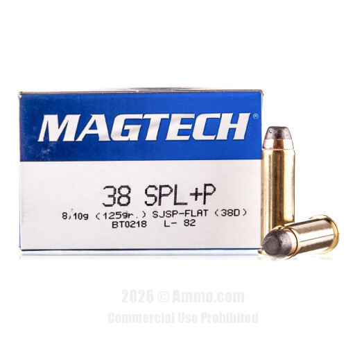 Magtech 38 Special +P Ammo - 50 Rounds of 125 Grain SJSP Ammunition
