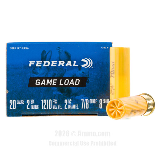 Federal 20 Gauge  Ammo - 25 Rounds of 7/8 oz. #8 Shot (Lead)...