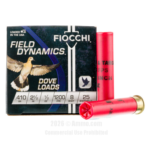 Fiocchi 410 Bore Ammo - 250 Rounds of 1/2 oz. #8 Shot Ammunition