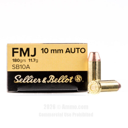 Sellier &amp; Bellot 10mm Ammo - 1000 Rounds of 180 Grain FMJ Ammunition
