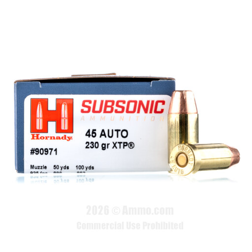 Hornady Subsonic 45 ACP Ammo - 200 Rounds of 230 Grain JHP Ammunition