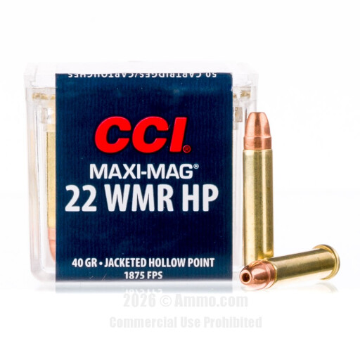 CCI Maxi-Mag 22 WMR Ammo - 500 Rounds of 40 Grain JHP Ammunition