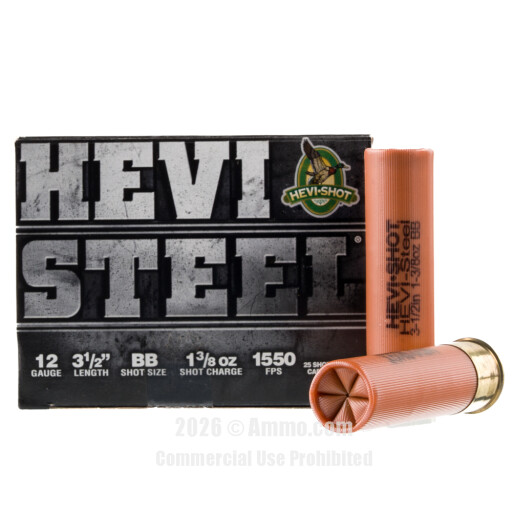 Hevi-Steel 12 Gauge Ammo - 25 Rounds of 1-3/8 oz. BB Steel Shot...