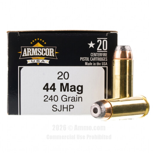 Armscor USA 44 Magnum Ammo - 20 Rounds of 240 Grain SJHP Ammunition