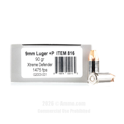 Underwood 9mm +P Ammo - 20 Rounds of 90 Grain Xtreme Defender...
