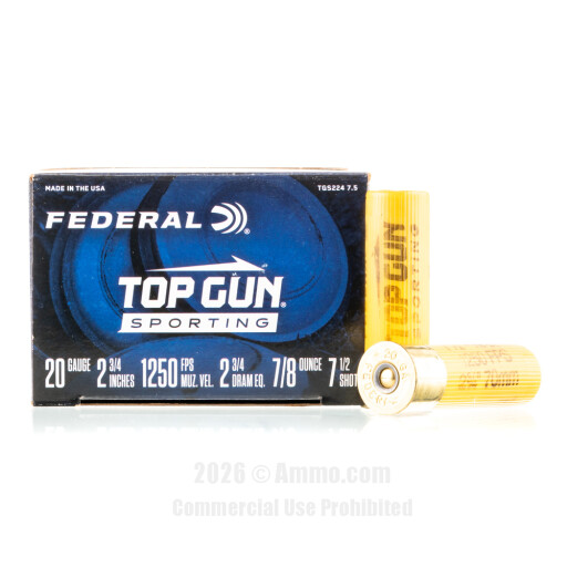 Federal Top Gun Sporting 20 Gauge Ammo - 250 Rounds of 7/8 oz....
