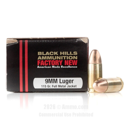 Black Hills Ammunition 9mm Ammo - 20 Rounds of 115 Grain FMJ...