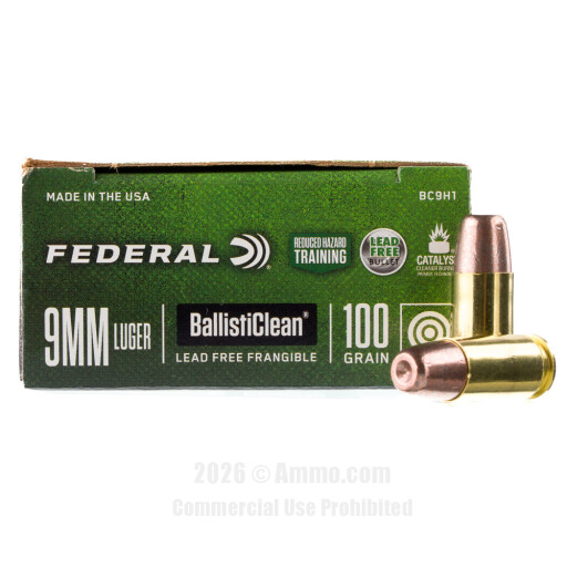 Federal BallistiClean RHT 9mm Ammo - 50 Rounds of 100 Grain...
