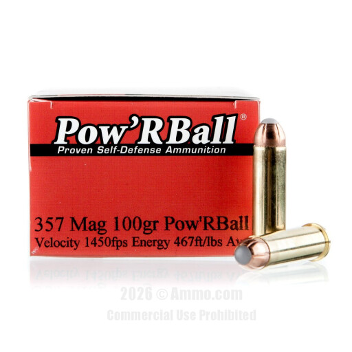 Corbon 357 Magnum Ammo - 20 Rounds of 100 Grain PowR Ball Ammunition