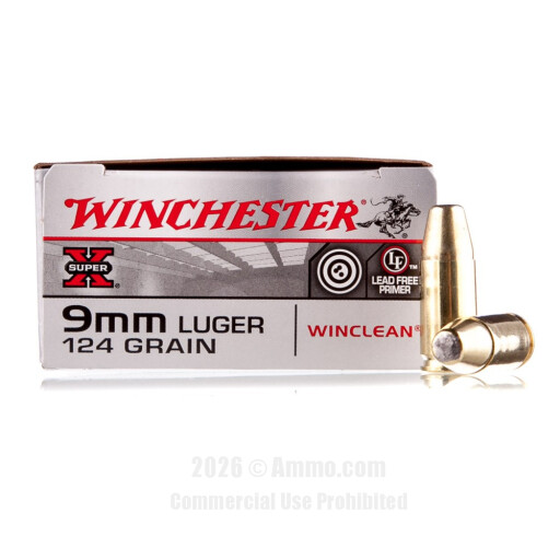 Winchester 9mm Ammo - 500  Rounds of 124 Grain BEB Ammunition