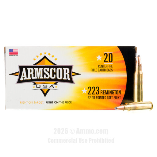 Armscor USA 223 Ammo - 20 Rounds of 62 Grain PSP Ammunition