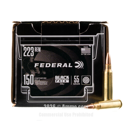 Federal Black Pack 223 Rem Ammo - 600 Rounds of 55 Grain FMJ...