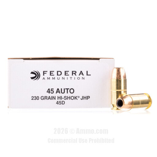 Federal 45 ACP Ammo - 50 Rounds of 230 Grain JHP Ammunition