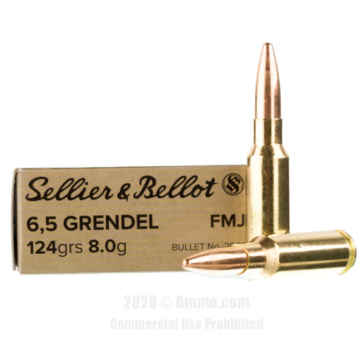 Sellier &amp; Bellot 6.5 Grendel Ammo - 600 Rounds of 124 Grain FMJ...