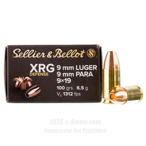 Sellier &amp; Bellot XRG Defense 9mm Ammo - 1000 Rounds of 100 Grain...