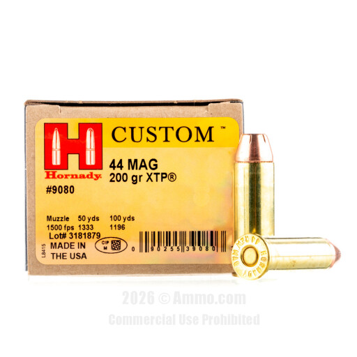 Hornady 44 Magnum Ammo - 20 Rounds of 200 Grain JHP Ammunition