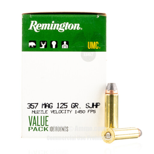 Remington 357 Magnum Ammo - 100 Rounds of 125 Grain SJHP Ammunition