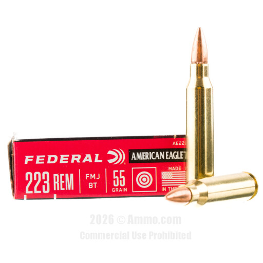 Federal 223 Ammo - 20 Rounds of 55 Grain FMJ-BT Ammunition