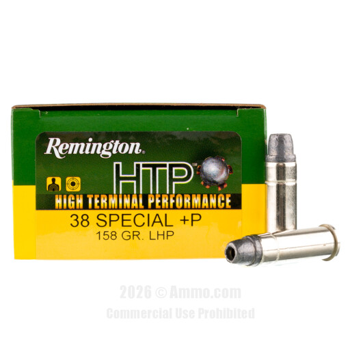 Remington HTP 38 Special +P Ammo - 20 Rounds of 158 Grain LHP...